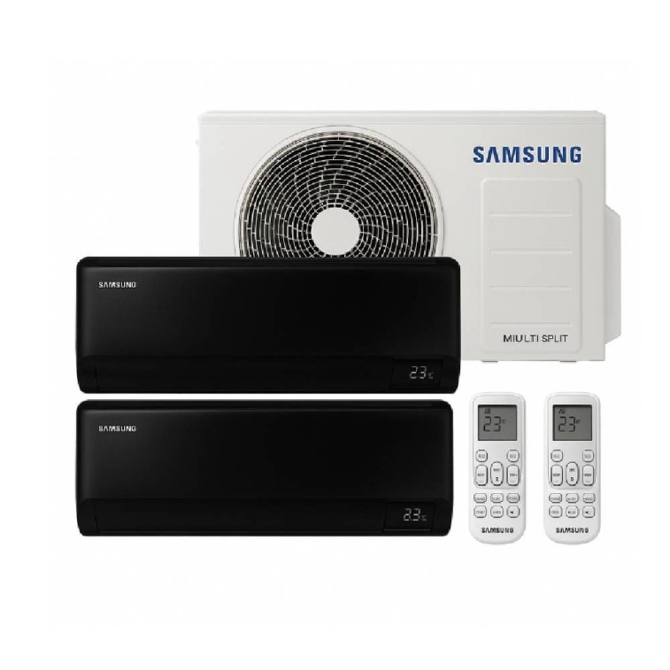 Imagem do produto Ar Condicionado Multi Bi Split Samsung Wind Free Black 18000 BTUs 1x9000+1x12000 QF Inverter 220V Imagem do produto Ar Condicionado Multi Bi Split Samsung Wind Free Black 18000 BTUs 1x9000+1x12000 QF Inverter 220V
