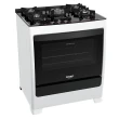 Fogão Piso Dako Supreme Glass 5Q Mesa de Vidro Branco Bivolt