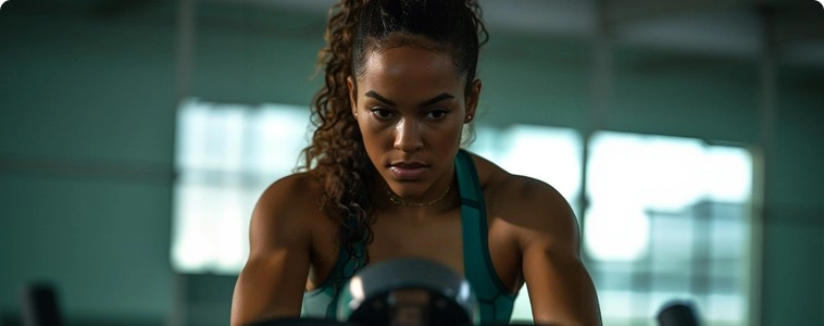 Mulher na bicicleta com seu rosto direcionado para frente